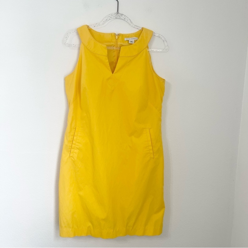 BANANA REPUBLIC 6P Yellow Cotton A Line Dress POCKETS